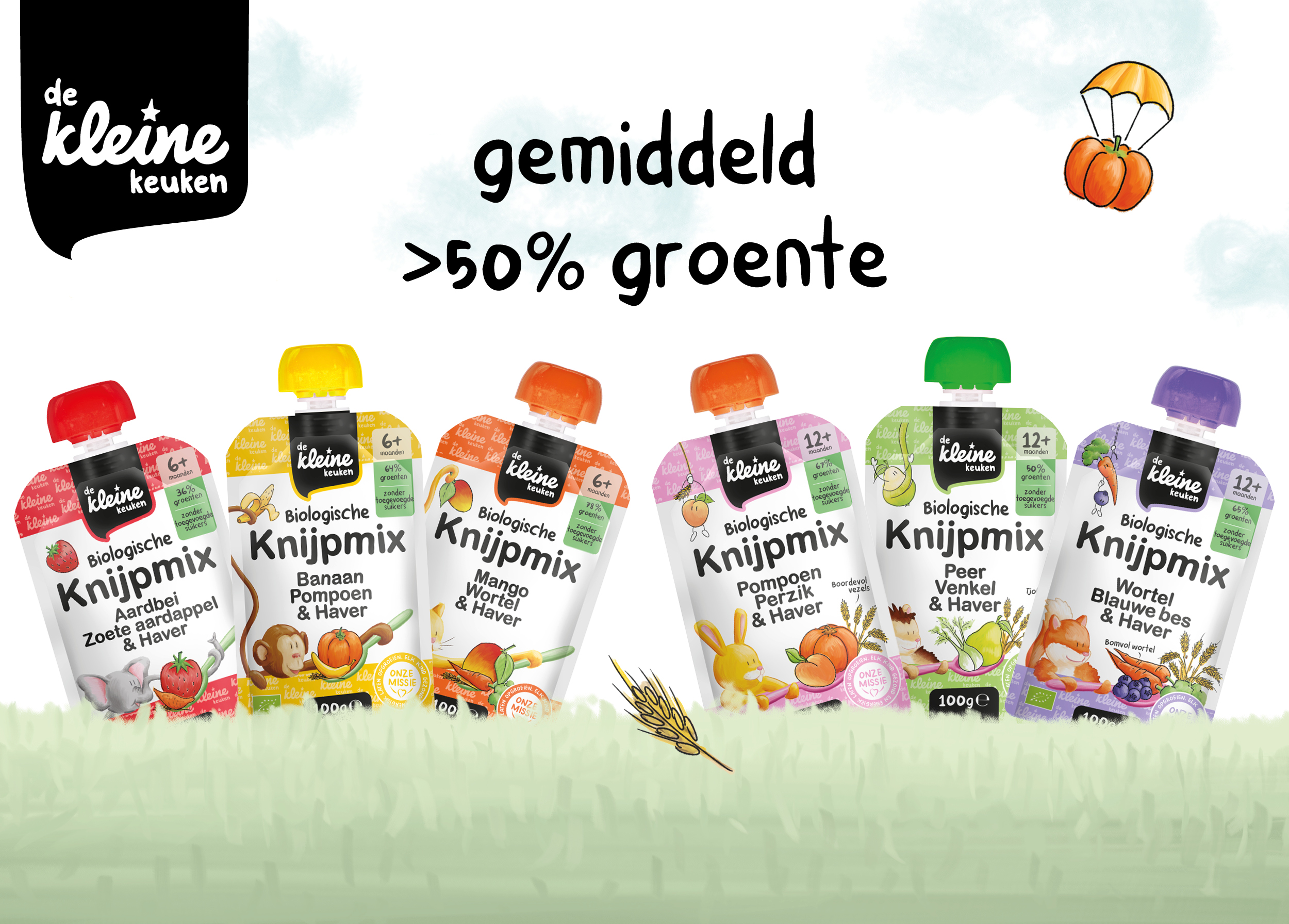 knijpmix met gemiddeld meer dan 50% groente
