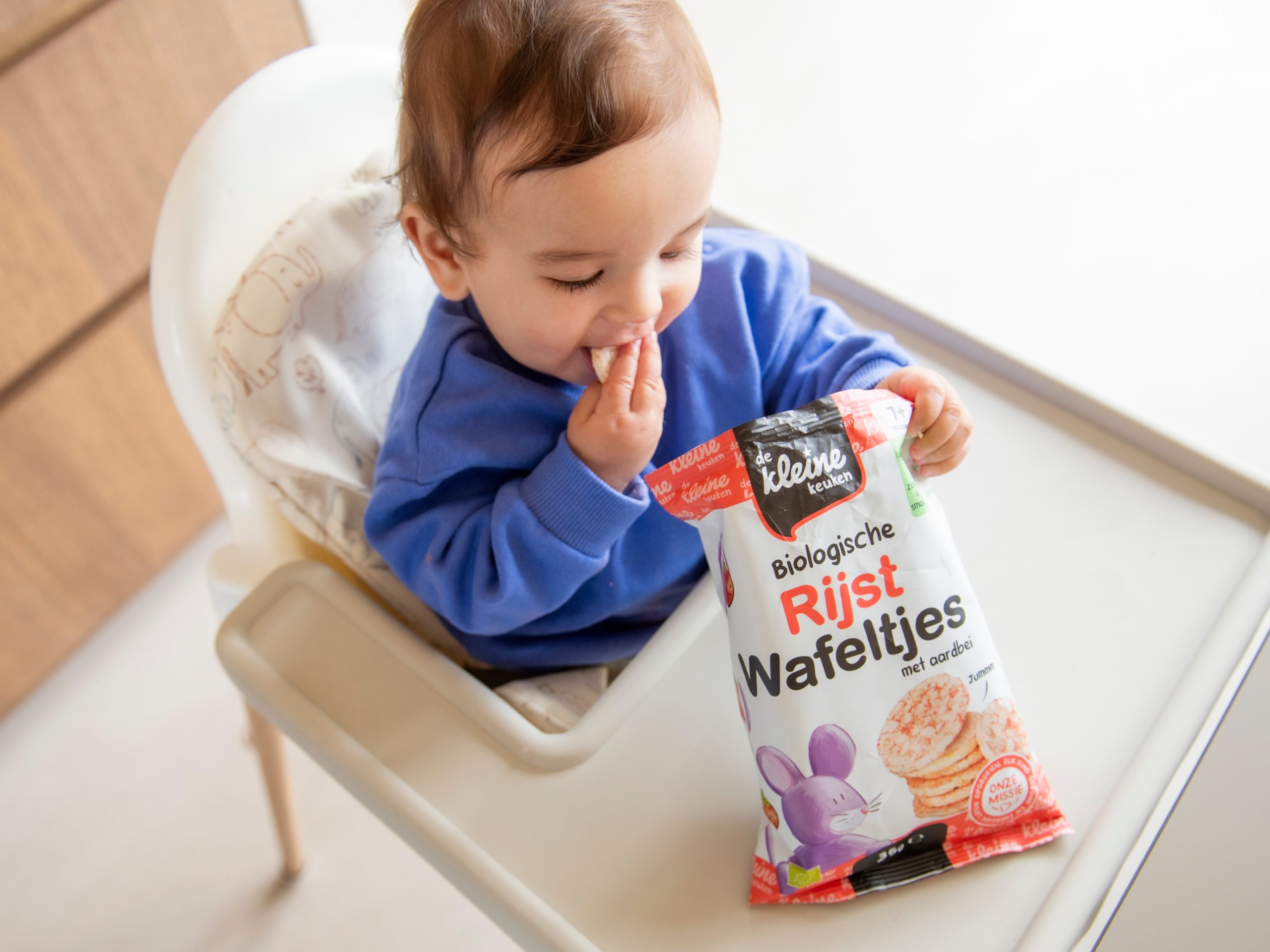 snack voor baby rijstwafel